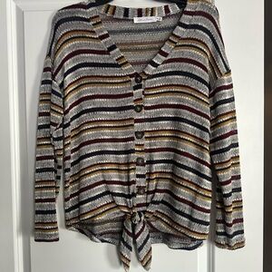 All in Favor Striped Long Sleeve Top - Multicolor